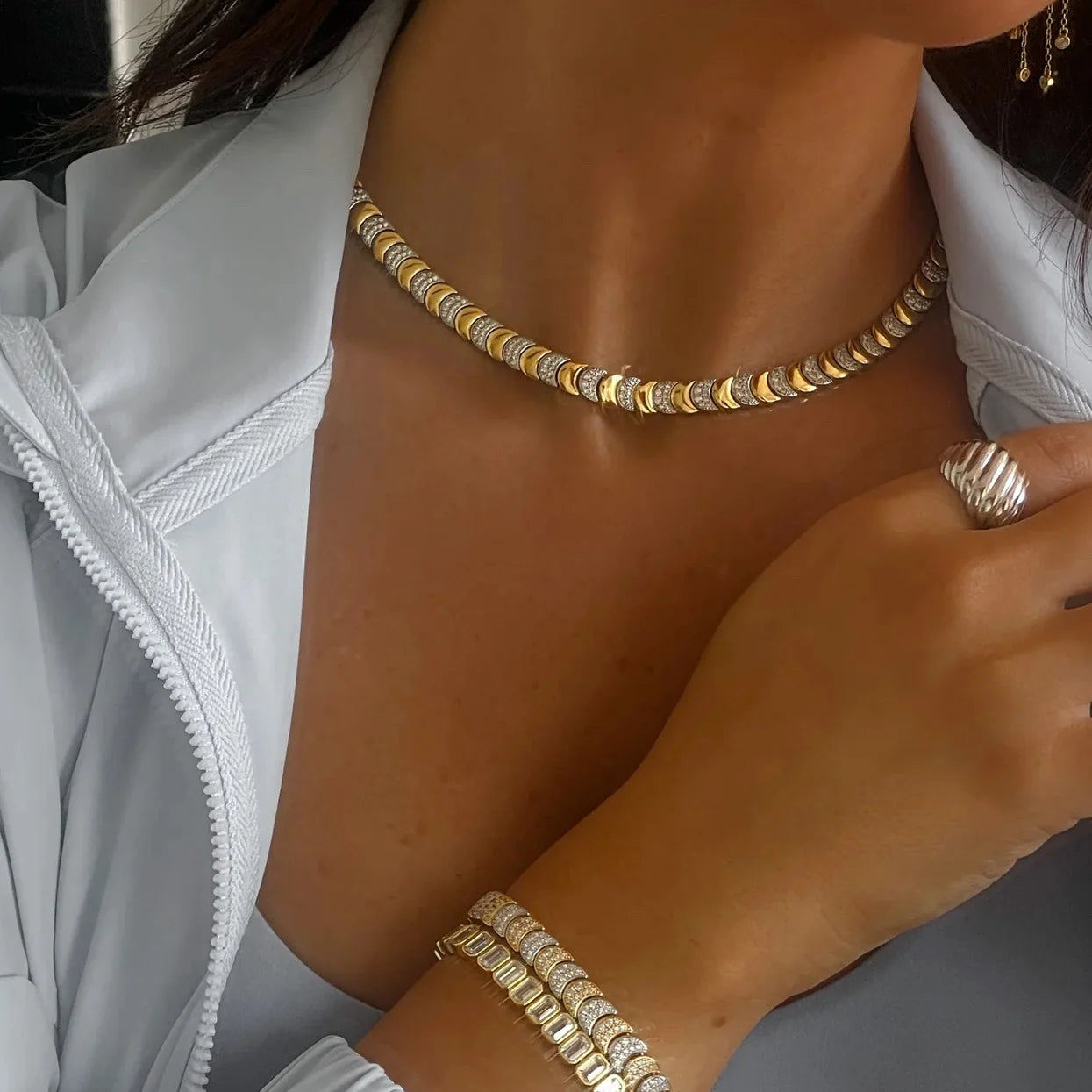 Lunara Crystal Choker & Bracelet Set