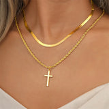 Croix Double Layer Cross Pendant Necklace