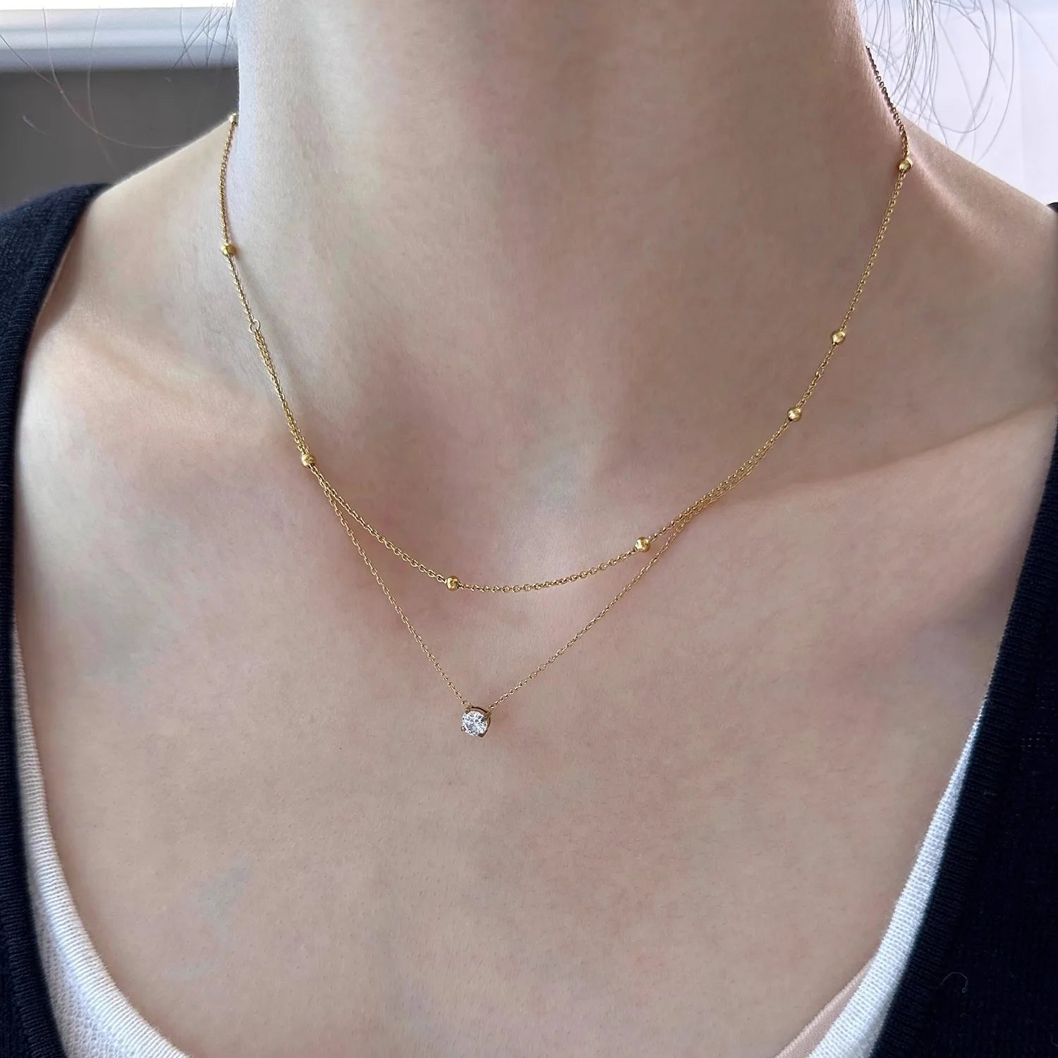 Zara Zircon Stainless Steel Choker Necklace