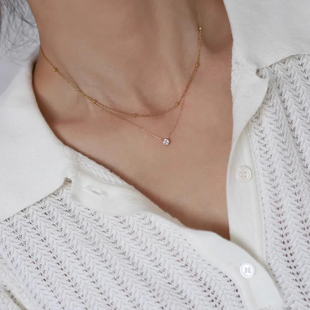 Zara Zircon Stainless Steel Choker Necklace