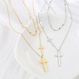 Croix Double Layer Cross Pendant Necklace