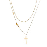 Croix Double Layer Cross Pendant Necklace
