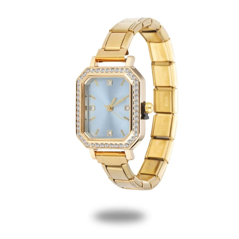 Rectangle-Gold/Blue with Diamonds