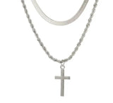 Croix Double Layer Cross Pendant Necklace